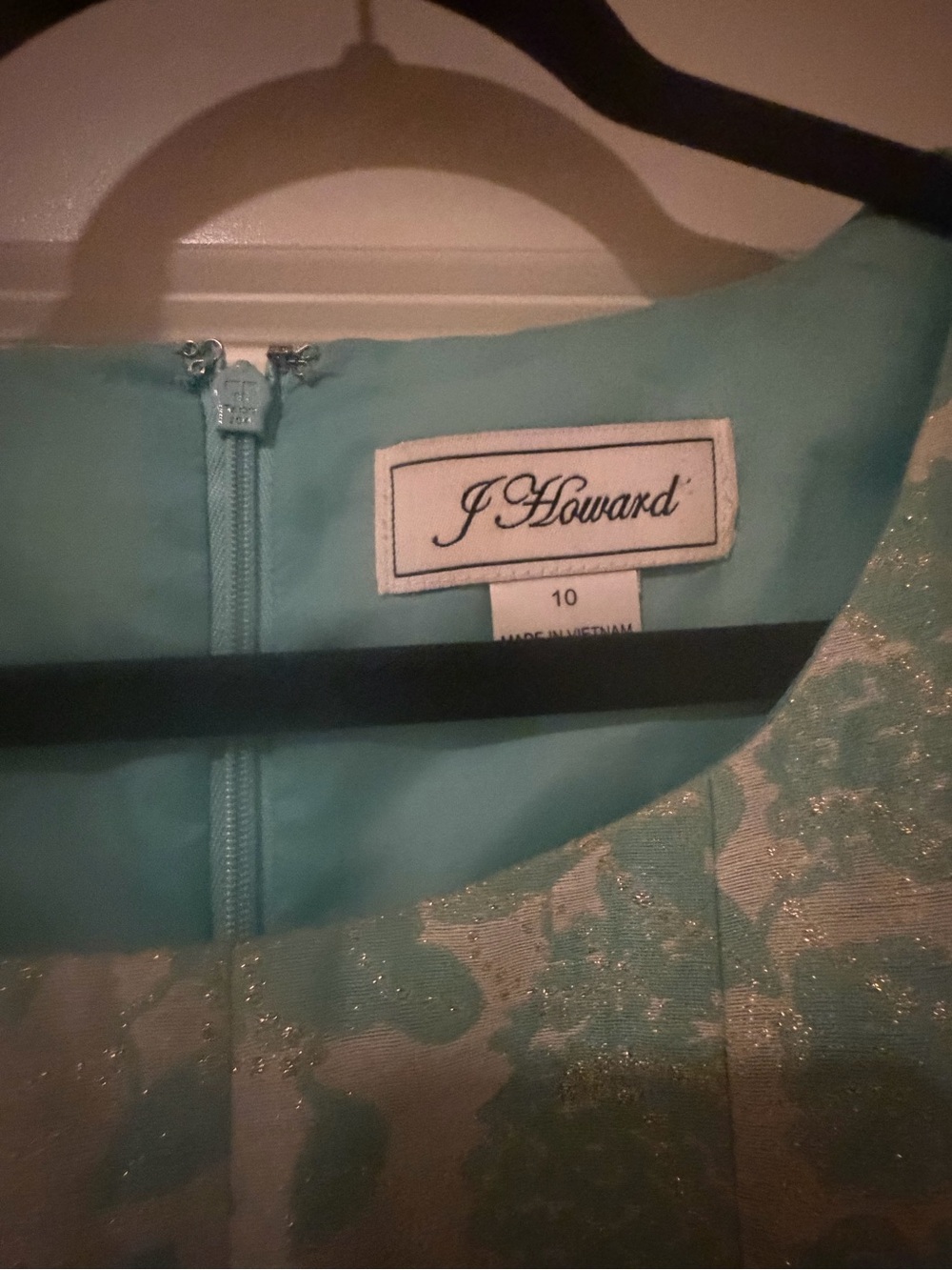 J. R. Florent Sleeveless Aqua Floral A-Line Dress - Picture 2 of 2